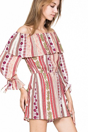 OFF SHOULDER LONG SLEEVE TIE T ...